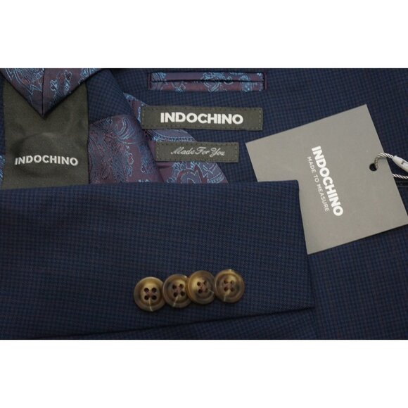 Indochino Blue Black Plaid Wool 2 Pc Suit Jacket Pants Sz 44L Brand New W Tags